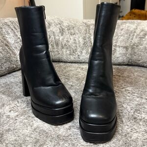 Black Double Platform Ankle Boots